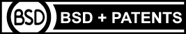 A banner with a BSD logo and the text 'BSD plus Patent.'