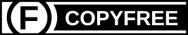 A banner with the copyfree symbol, or a capital F in a circle, and the text 'copyfree.'